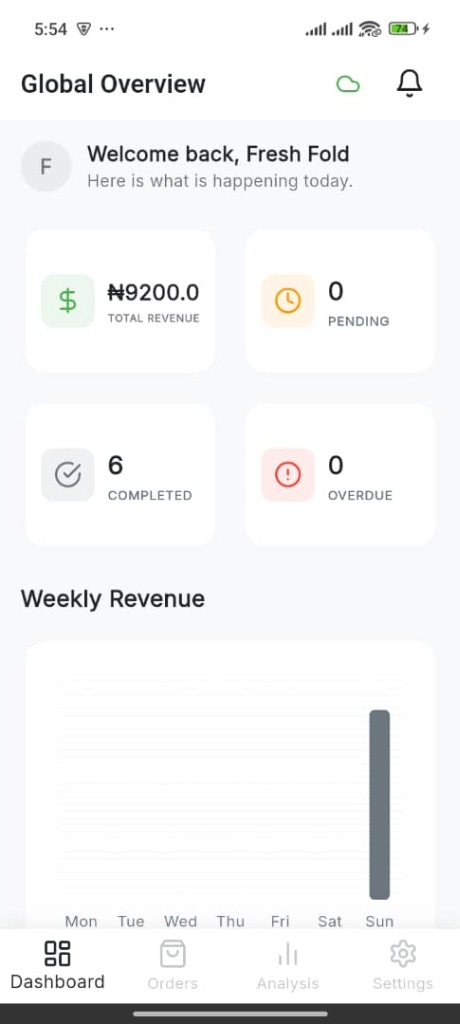 Sparkles App Dashboard Screenshot
